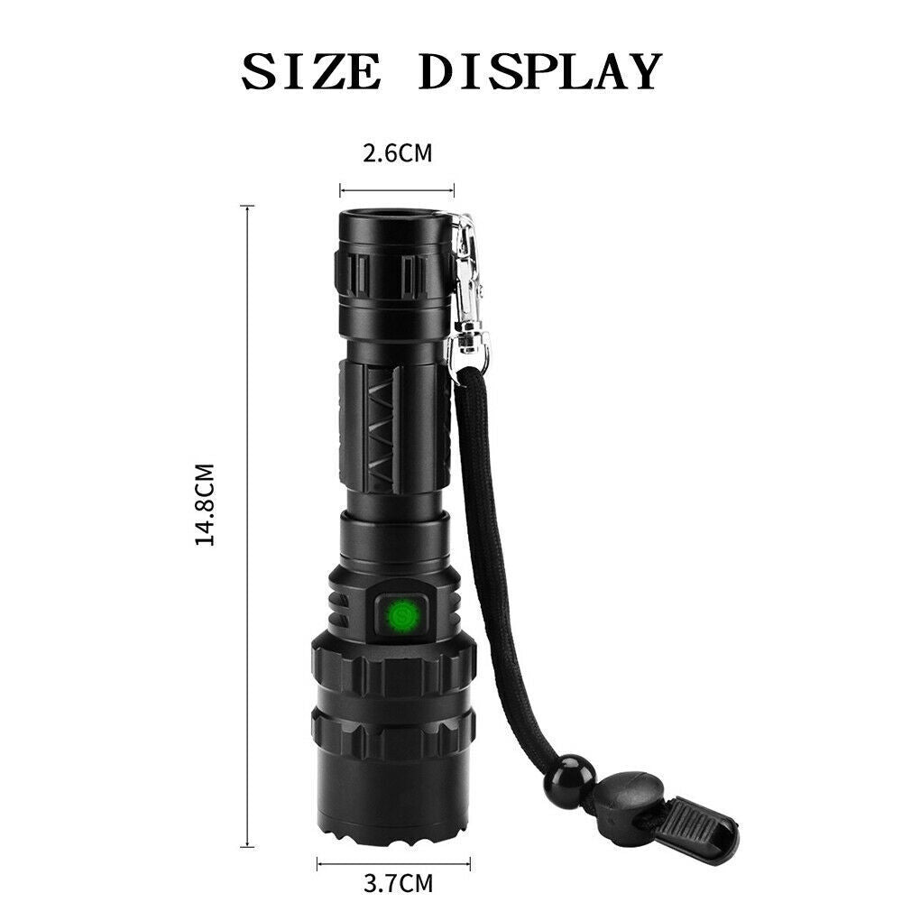 150000LM CREE L2 LED Tactical Flashlight USB Rechargeable Camping Hunting Torch