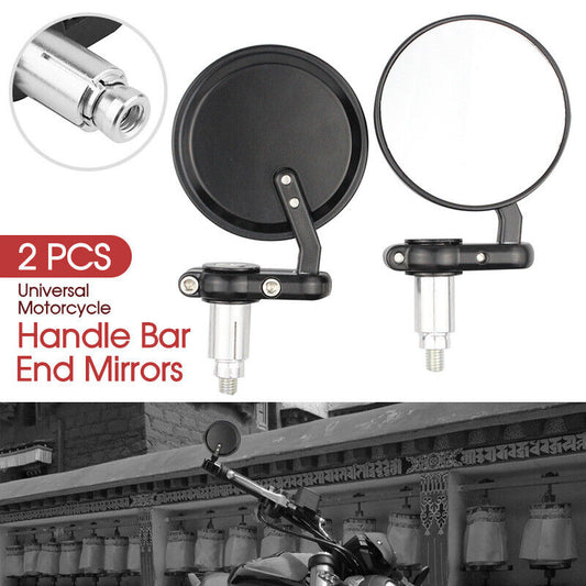 Set 2PCS Universal Motorcycle Handle Bar End Mirrors Motorbike Side Rear View