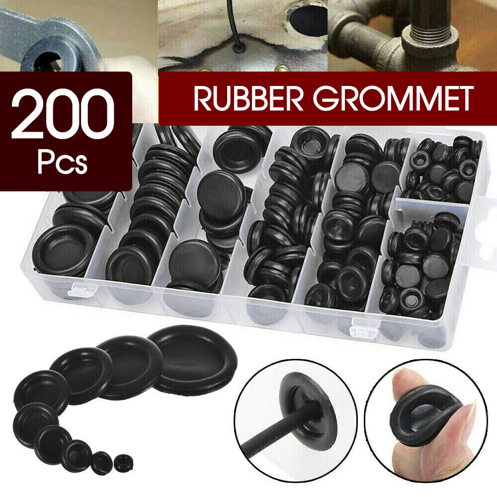 Auto Rubber Grommet Assortment 200 Pcs Set Fastener Kit Blanking 7 Popular Sizes