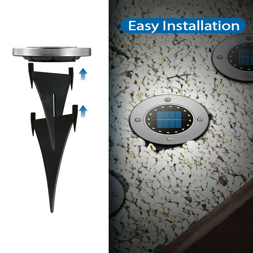 Solar Powered LED Buried Inground Recessed Light Garden Outdoor Deck Path