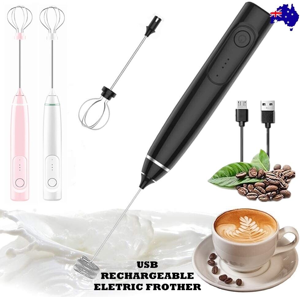 Wireless Milk Frother Rechargeable Mixer Egg Whipped Coffee Foam Matcha Tea USB