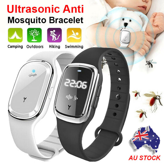 Ultrasonic Anti-Mosquito Repellent Bracelet Bug Insect Repeller Wrist Watch NEW