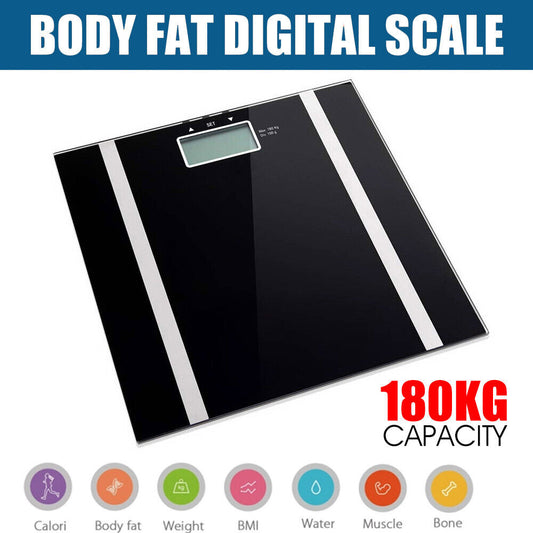 Digital Electronic Scale Body Fat LCD Bathroom Gym Weight Water White or Black