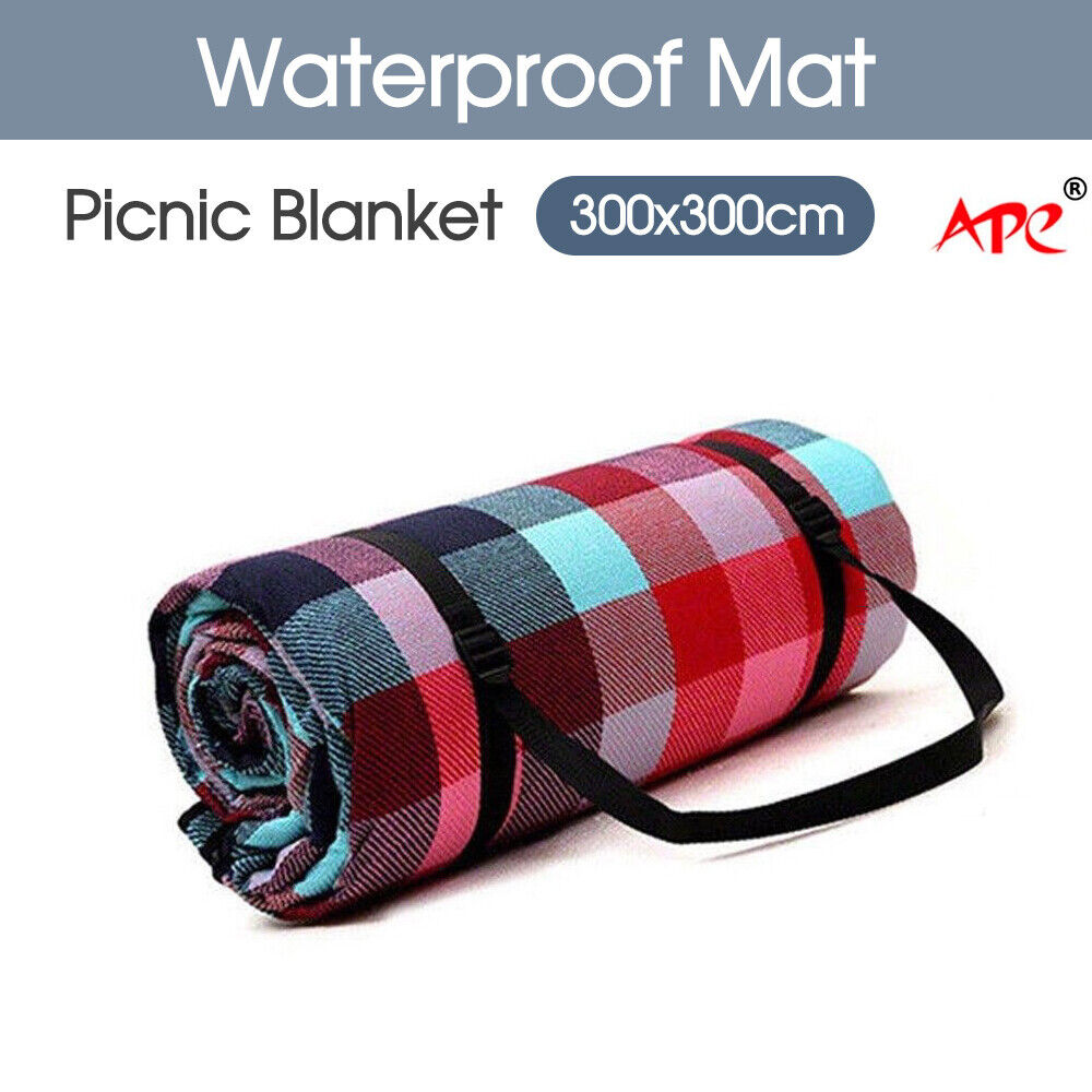 Extra Large 3m*3m Picnic Blanket Mat Cashmere Waterproof Rug Outdoor Camping