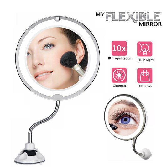 Magnifying Makeup Mirror With LED Light Cosmetic 360¡ã Rotation Flexible AU