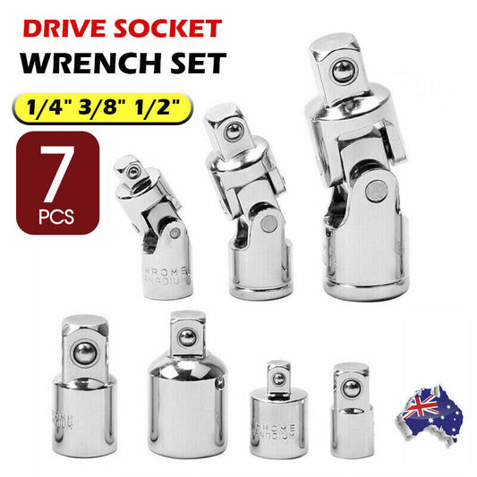 7Pcs Joint Impact Socket & Adapter Set,1/4" 3/8" 1/2" Impact Socket Universal