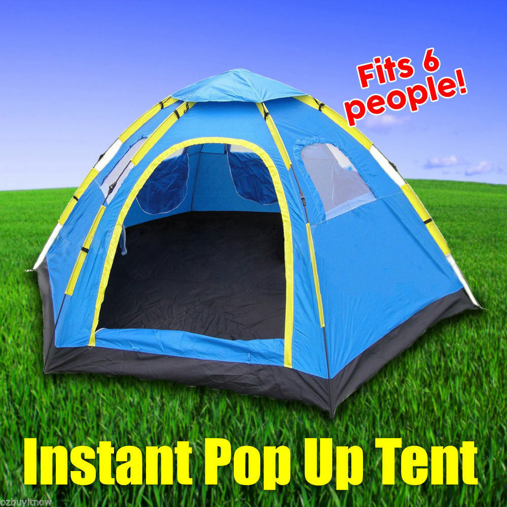 6 Person Instant Tent Pop-Up Camping Tent Set Hiking Fishing Up in Second Carry