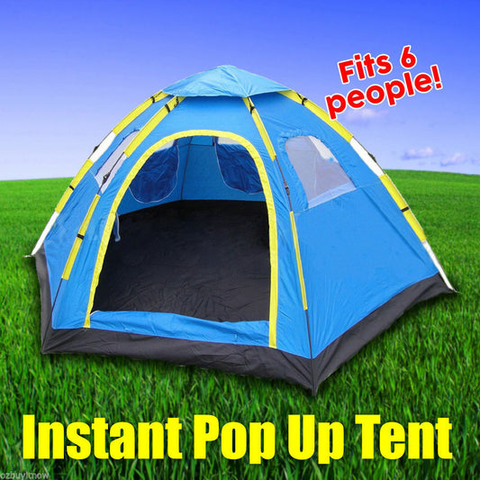 6 Person Instant Tent Pop-Up Camping Tent Set Hiking Fishing Up in Second Carry