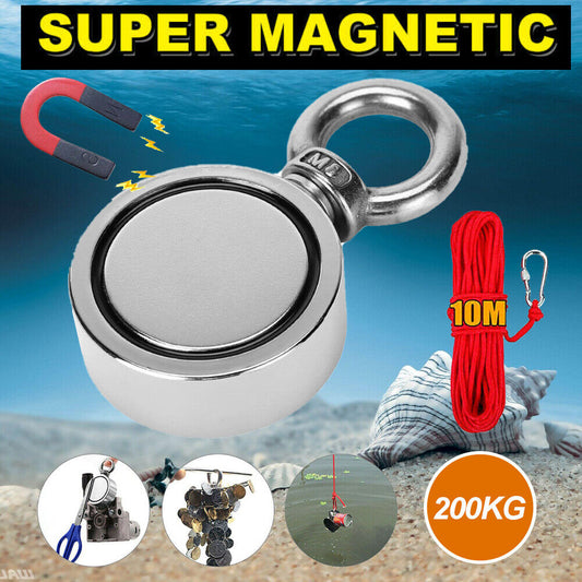 200/400KG Salvage Strong Recovery Magnet Neodymium Treasure Metal Hunting Fishing