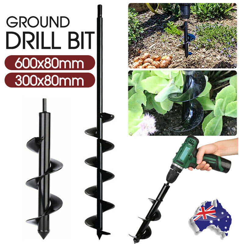 Power Garden Auger Earth Drill Bit ¦µ80 x300/600mm Post Digger Planter Outdoor