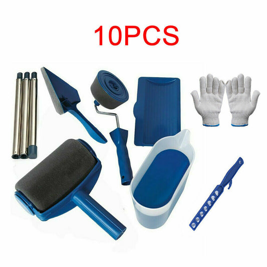 10Pcs / Set Handle Paint Roller Pro paint brush Flocked Edger Wall Painting Tool