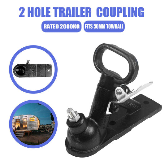 TRAILER HITCH 2 HOLE QUICK RELEASE COUPLING BLACK 50MM 2000kg