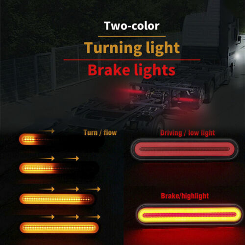 Tail Lights Halo Neon LED Trailer Truck Flowing Turn Signal Rear Stop Brake 2Pcs