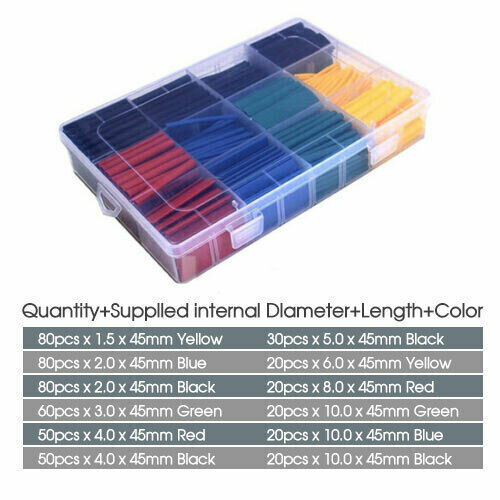 Heat Shrink Tubing Tube Assortment Wire Cable Insulation Sleeving Set AU