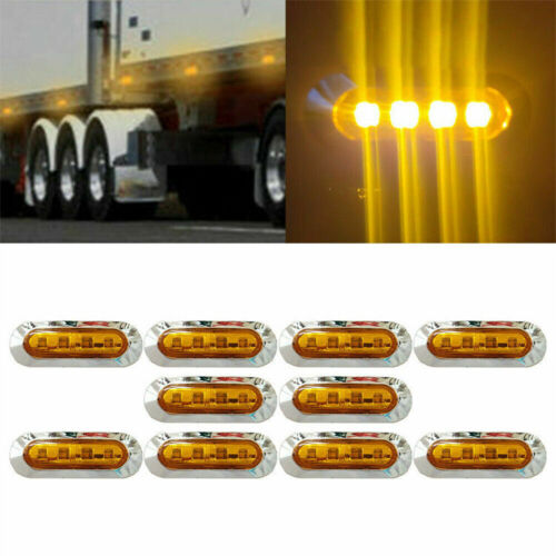 10PCS Amber SMD 4 LED Truck Side Marker Light Clearance Lamp Trailer 12/24v