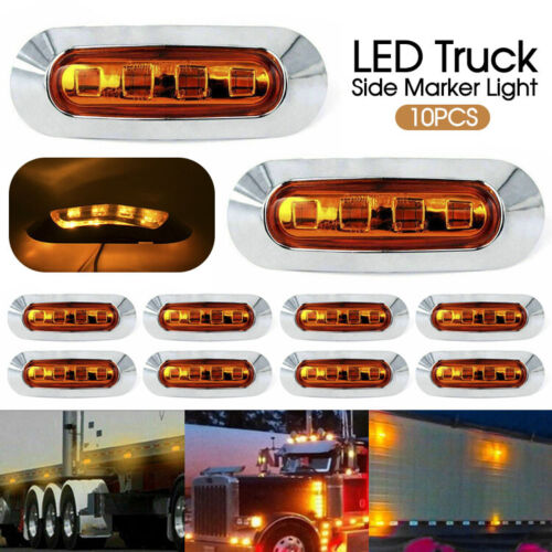 10PCS Amber SMD 4 LED Truck Side Marker Light Clearance Lamp Trailer 12/24v