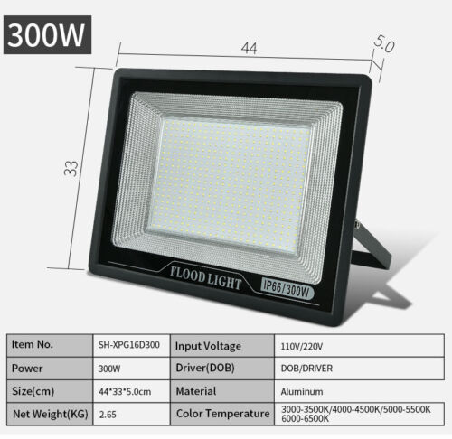 LED Floodlight Spotlight 300W Waterproof Outdoor Cool White Plug High Power AU