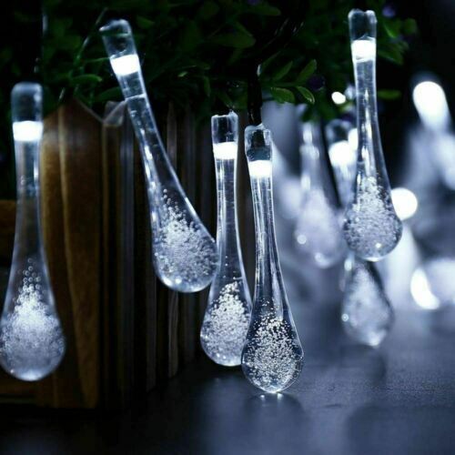 20/30/50LED Raindrop Solar Powered Fairy String Lights Outdoor Garden Party Xmas