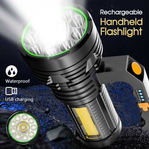 USB Rechargeable LED Searchlight Spotlight Hand Torch Work Light Lamp Flashlight