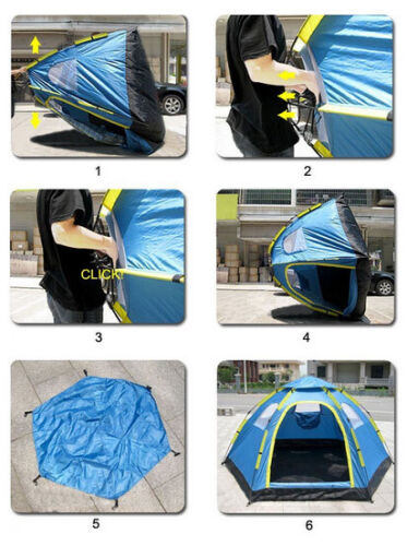 6 Person Instant Tent Pop-Up Camping Tent Set Hiking Fishing Up in Second Carry