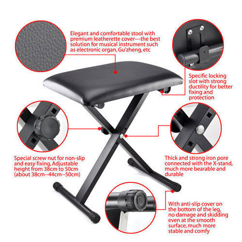 Adjustable 3 Way Folding Keyboard Piano Stool Bench Seat Chair POST FROM SYD