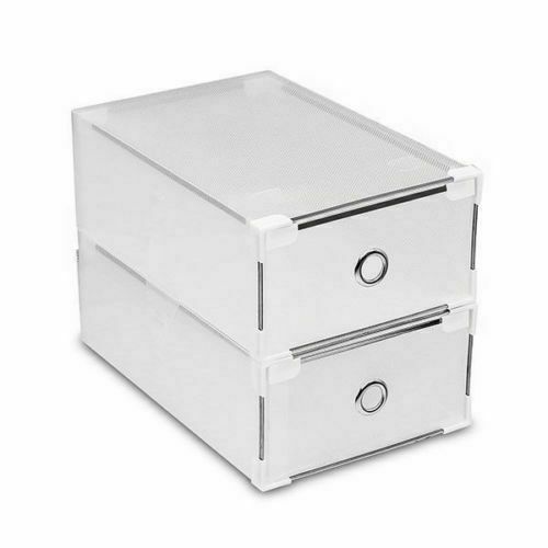20pcs Stackable Foldable Clear Shoe Storage Cases Drawer Boxes Wardrobe