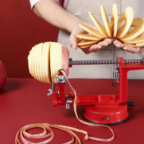 Kitchen Tool Apple Peeler Slinky Machine Fruit Cutter Slicer Corer 3 in 1 Red