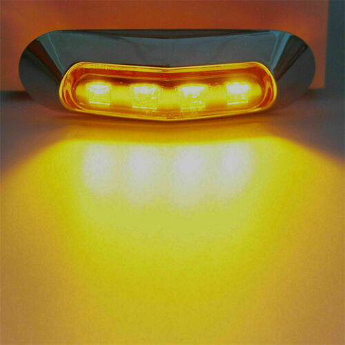 10PCS Amber SMD 4 LED Truck Side Marker Light Clearance Lamp Trailer 12/24v