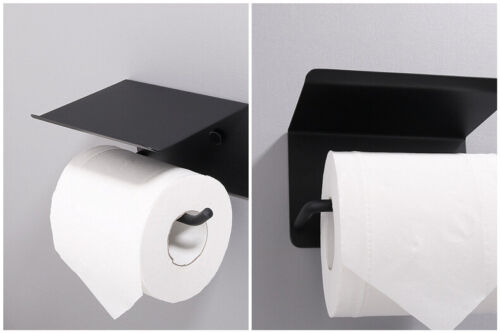 Toilet Paper Roll Stainless Steel Holder Storage + Phone Shelf Bathroom Washroom